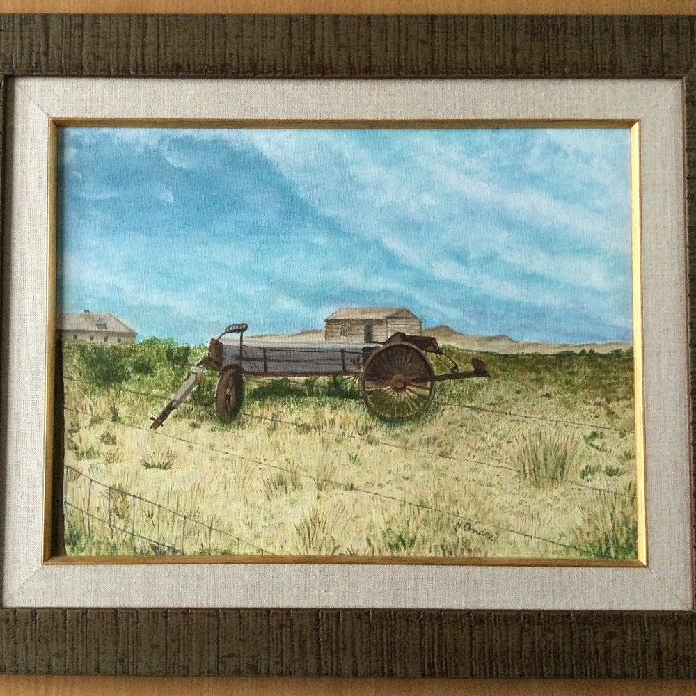 Original painting farm scene professionally framed